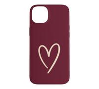 Custodia per iPhone 14 Plus Cuore disegnato a mano rosso bordeaux Amore minimalista