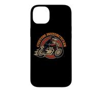 Custodia per iPhone 14 Plus "Custom Motorcycles" Retro Biker Lowbrow Wolf Rockabilly 50s