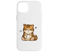 Custodia per iPhone 14 Plus Cute Angry Cat Drinking Coffee Tabby Cat Morning Mood Meme