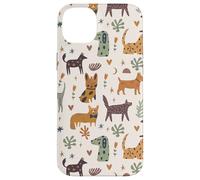 Custodia per iPhone 14 Plus Cute Dog Lover Theme Boho Aesthetic Retro Pet Pattern