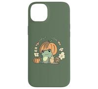Custodia per iPhone 14 Plus Cute Kawaii Fall Cottagecore Aesthetic Frog With Pumpkin