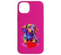 Custodia per iPhone 14 Plus Dachshund Shirt - Colorful Dachshund Heart Graphic