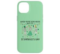 Custodia per iPhone 14 Plus Dead Inside St Patricks Day Dancing Skeletons Lucky Clover