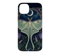 Custodia per iPhone 14 Plus Design Art Nouveau Luna Moth Moon Morning Glory