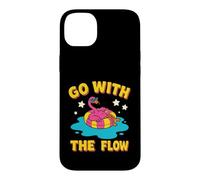 Custodia per iPhone 14 Plus Design con fenicottero rosa "Go With The Flow"