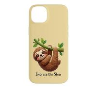 Custodia per iPhone 14 Plus Design divertente con bradipo pigro "Embrace the slow"