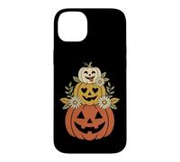 Custodia per iPhone 14 Plus Design vintage a forma di zucca con margherite anni '70