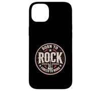 Custodia per iPhone 14 Plus Design vintage con chitarra Born To Rock Forced To Work