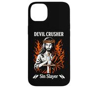 Custodia per iPhone 14 Plus Diavolo Crusher Sin Slayer Gesù Guerra Spirituale Cristiana