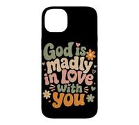 Custodia per iPhone 14 Plus Dio è follemente innamorato di te Fede cristiana Inspirational