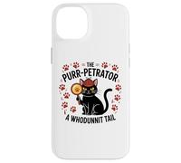 Custodia per iPhone 14 Plus Divertente Gatto Detective Purrpetrator True Crime Omicidio Mistero