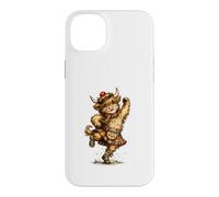 Custodia per iPhone 14 Plus Divertente Highland Cow Esecuzione Scozzese Danza