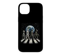 Custodia per iPhone 14 Plus Divertente Quattro Specie Aliene UFO Divulgazione Cosmica Space Walk