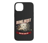 Custodia per iPhone 14 Plus Divertente scheletro di rapina all'osso Frenchie che insegue Bulldog Halloween