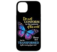 Custodia per iPhone 14 Plus Do Not Conform Romans 12:2 Christian Butterfly Dio Adorazione