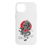 Custodia per iPhone 14 Plus Drago giapponese con tramonto rosso, amante dell'arte giapponese