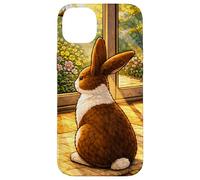 Custodia per iPhone 14 Plus Dutchie Bunny seduto dentro mentre guarda fuori
