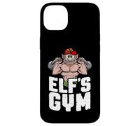 Custodia per iPhone 14 Plus Elf's Gym Kettlebell Bodybuilder Allenamento di Natale