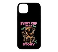 Custodia per iPhone 14 Plus Every Cup Has A Story Halloween Coffee Lover Mug Stack