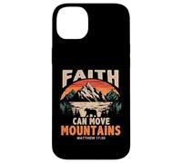 Custodia per iPhone 14 Plus Faith Can Move Mountains Retro Sunset Bible Verse Christian