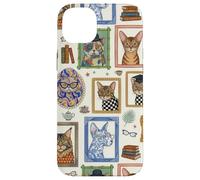 Custodia per iPhone 14 Plus Fancy Cat and Dog Portraits Vintage Style Book Lover