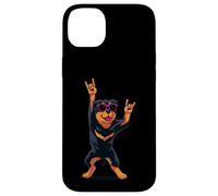 Custodia per iPhone 14 Plus Fantastica grafica Rottweiler Rock on Funny Dog Lover, mano rosa