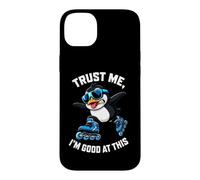Custodia per iPhone 14 Plus Fantastico pinguino di pattinaggio in linea, credo di essere bravo in questo