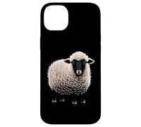 Custodia per iPhone 14 Plus Fluffy White Sheep Cartoon Semplice Divertente Fattoria Animali Nero