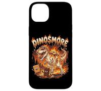 Custodia per iPhone 14 Plus Funny Camping Smores T-Rex Dinosaur Campfire S'mores Joke