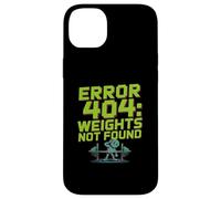Custodia per iPhone 14 Plus Funny Caution Errore 404 Funny Gym Jokes Pesi non trovati