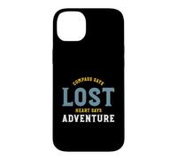 Custodia per iPhone 14 Plus Funny Hiking Compass dice che il cuore perduto dice avventura