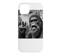 Custodia per iPhone 14 Plus Funny Sasquatch Bigfoot Rock On Selfie With UFO Alien
