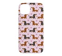 Custodia per iPhone 14 Plus Funny Womens Girls Pink Black & Tan Dachshund Lover Pattern
