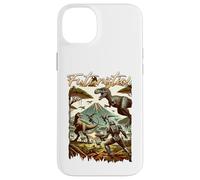 Custodia per iPhone 14 Plus Futuristic Dinosaur Battle Sci Fi Action Art Warrior