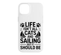 Custodia per iPhone 14 Plus Gatti E Vela Barca A Vela Divertente Vela