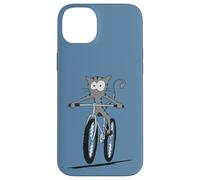 Custodia per iPhone 14 Plus Gatto comico casual cavalca in mountain bike