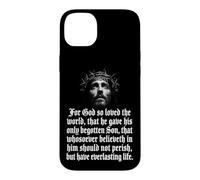 Custodia per iPhone 14 Plus Gesù con Corona di Spine Giovanni 3:16 Y2K Grunge Grafica