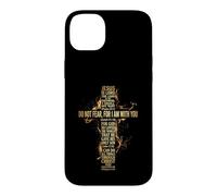 Custodia per iPhone 14 Plus Gesù Croce Versetti biblici dorati Fede cristiana Scrittura