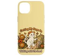 Custodia per iPhone 14 Plus Getting My Steps in Walking With The Lord Christian Cat