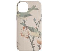 Custodia per iPhone 14 Plus Giapponese Art Birds Occhi bianchi su un ramo di pesco