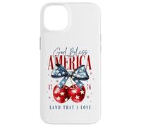 Custodia per iPhone 14 Plus God Bless America 1776 Terra che amo Backprint