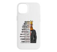 Custodia per iPhone 14 Plus God Says You Are Unique Black Men King Dad Nonno Padre