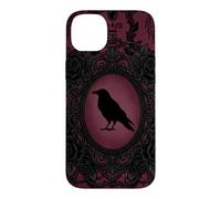 Custodia per iPhone 14 Plus Gothic Victorian Raven Damask Black Rose Dark Romance Horror