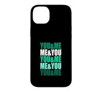 Custodia per iPhone 14 Plus Grafica verde acqua verde chiaro You&Me&You&Me Teal Aqua