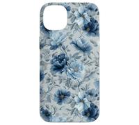 Custodia per iPhone 14 Plus Gray And Blue Flower Lover Cute Girly Navy Floral Nature
