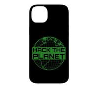 Custodia per iPhone 14 Plus Hack the Planet T-Shirt - Design verde per computer hacker