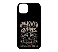 Custodia per iPhone 14 Plus Hallowed Be Thy Gains Sollevamento pesi Fitness USA Bodybuilder