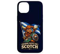 Custodia per iPhone 14 Plus Highland Cow con la bandiera della Scozia
