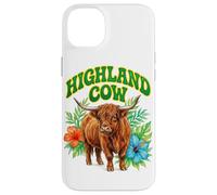 Custodia per iPhone 14 Plus Highland Cow Groovy Floreale Acquerello Boho Highland Cow