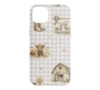 Custodia per iPhone 14 Plus Highland Mucca Pecora Rustico Fattoria Paese Acquerello